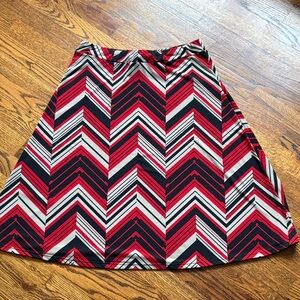 Worthington Chevron A-Line Skirt in Red, Black & Grey Medium